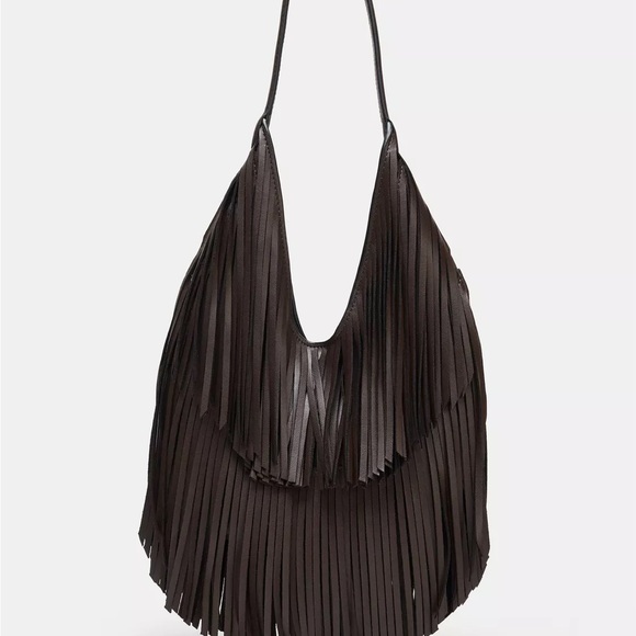 Zara Brown Fringe Shoulder Bag - Picture 3 of 7